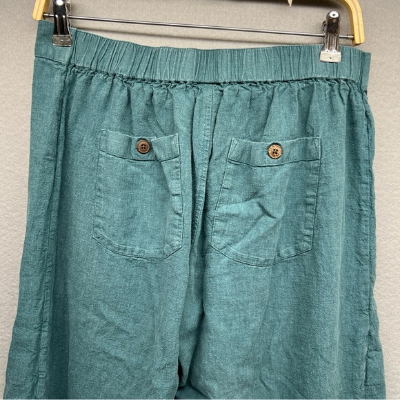 Patagonia Garden Island Cropped Wide Leg Pants Womens M Teal Hemp Blend Boho - Picture 7 of 16